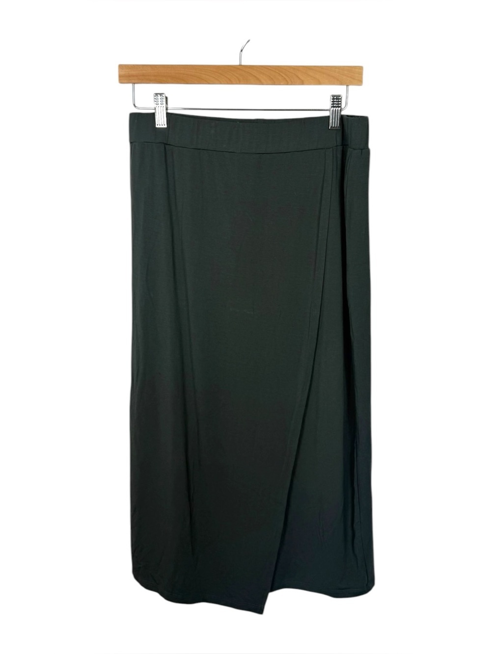 Vince Grey Green Wrap Front Rayon Stretch Midi Skirt Women’s M